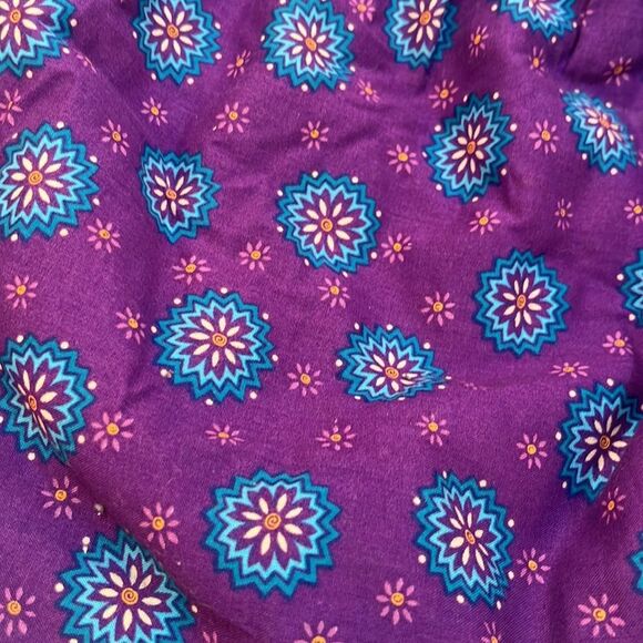 Purple and Teal Bohemian Floral Shoulder Bag with Wooden Handles - Picture 2 of 7